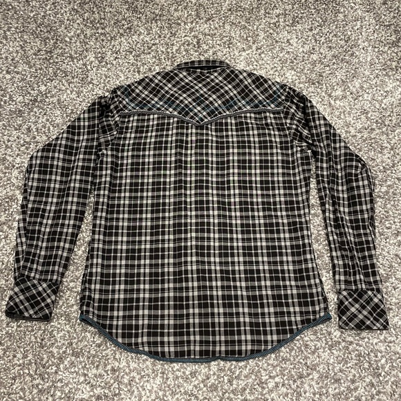 Plaid White & Black Western Button Down - Picture 3 of 10
